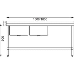 Vogue Double Bowl Sink R/H Drainer