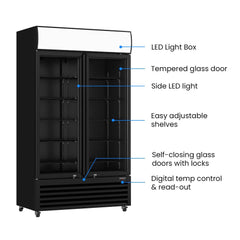 Thermaster Large Two Glass Door Colourbond Upright Drink Fridge LG-1200BP