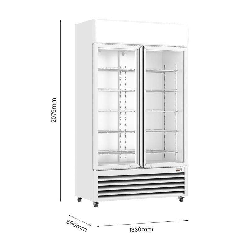 Thermaster 1000L Large Two Glass Door Colourbond Upright Drink Fridge LG-1200P