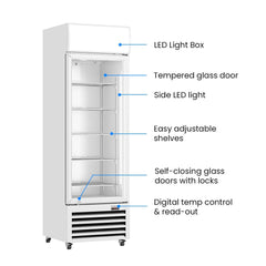 Thermaster 370L Single Glass Door Colourbond Upright Drink Fridge LG-370P