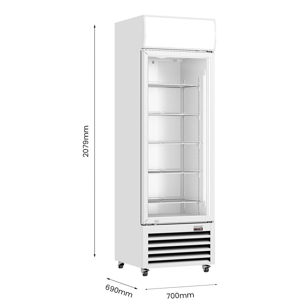 Thermaster 540L Single Glass Door Colourbond Upright Drink Fridge White LG-540P