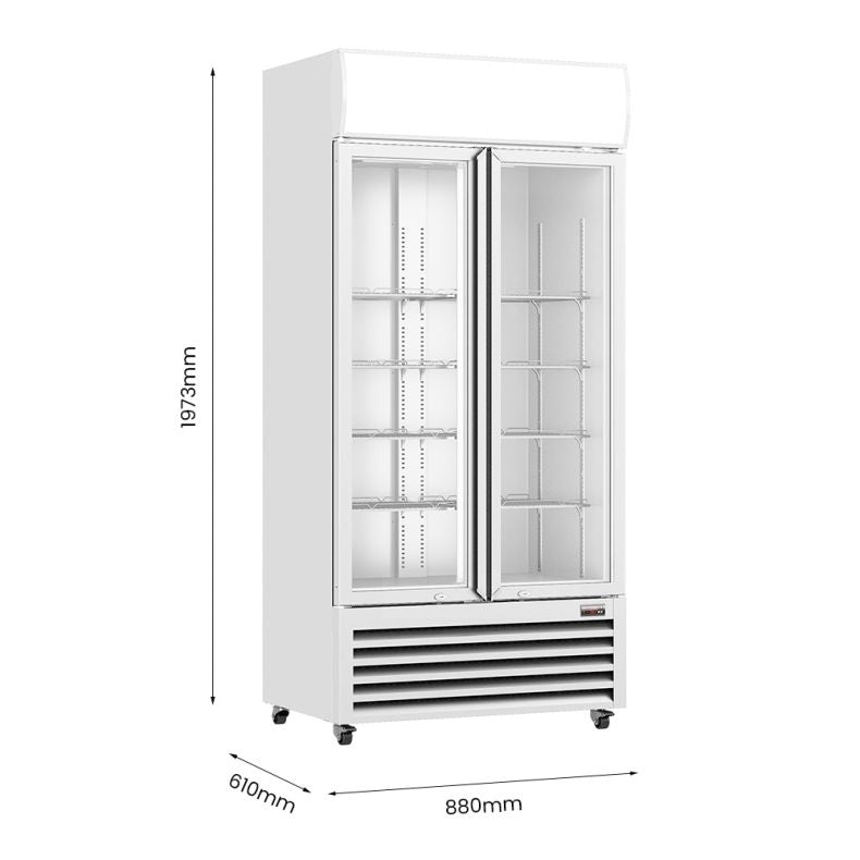 Thermaster 580L Double Glass Door Colourbond Upright Drink Fridge LG-580P