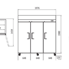Atosa Top Mounted Three Door Fridge 1968L MBF8006