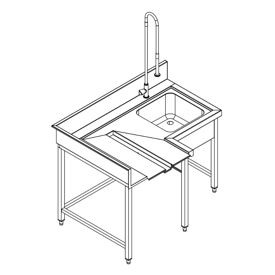 Fagor Pre-Rinsing Sink Bench W/ Introductor Of Baskets MCFD-1000D