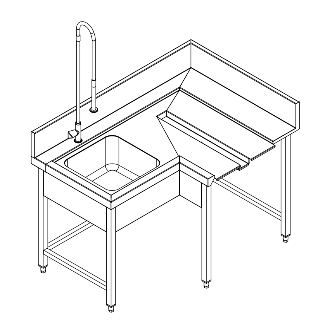 Fagor Pre-Rinsing Sink Bench W/ Introductor Of Baskets MCFD-1000I