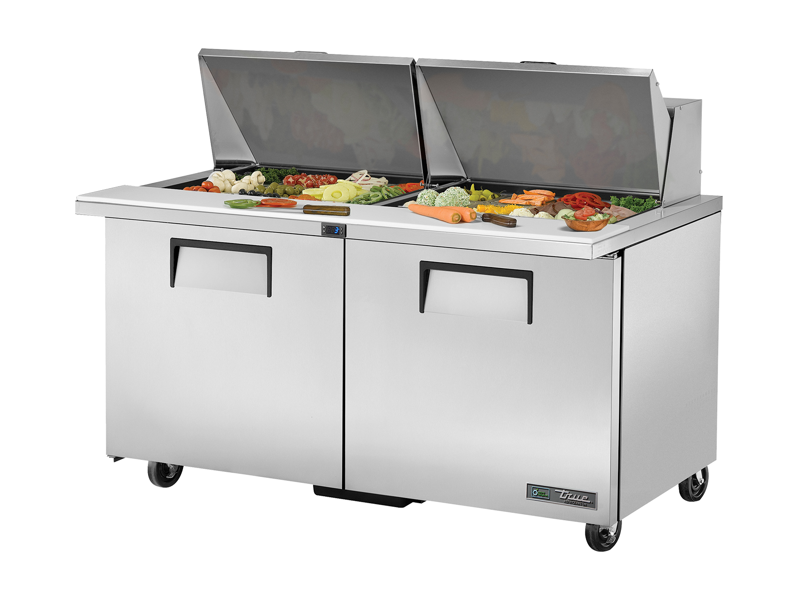 True Prep Table 24x 1/6 Top Pans 2 Solid Swing Doors - 439L TSSU-60-24M-B-ST-HC-TR