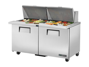 True Prep Table 24x 1/6 Top Pans 2 Solid Swing Doors - 439L TSSU-60-24M-B-ST-HC-TR