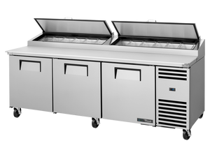 True Pizza Prep Table 12x 1/3 Top Pans 3 Solid Swing Doors - 875L - 2369mm Wide - 854mm Deep (50Hz) - Model AT2 TPP-AT2-93-HC-TR