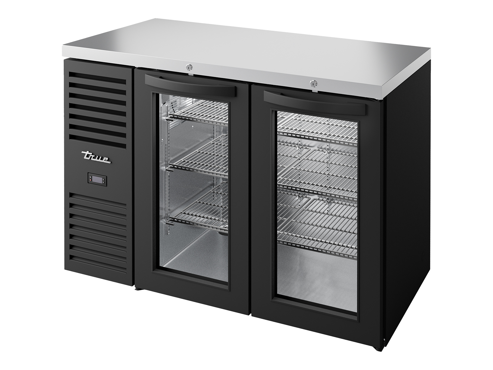 True Bar Refrigerator Black Ext 2 Glass Swing Doors - 440L TBR48-RISZ1-L-B-GG-2-TR