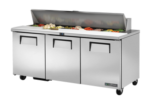 True Prep Table 18x 1/6 Top Pans 3 Solid Swing Doors - 538L - 1839mm Wide - 766mm Deep TSSU-72-18-HC-TR