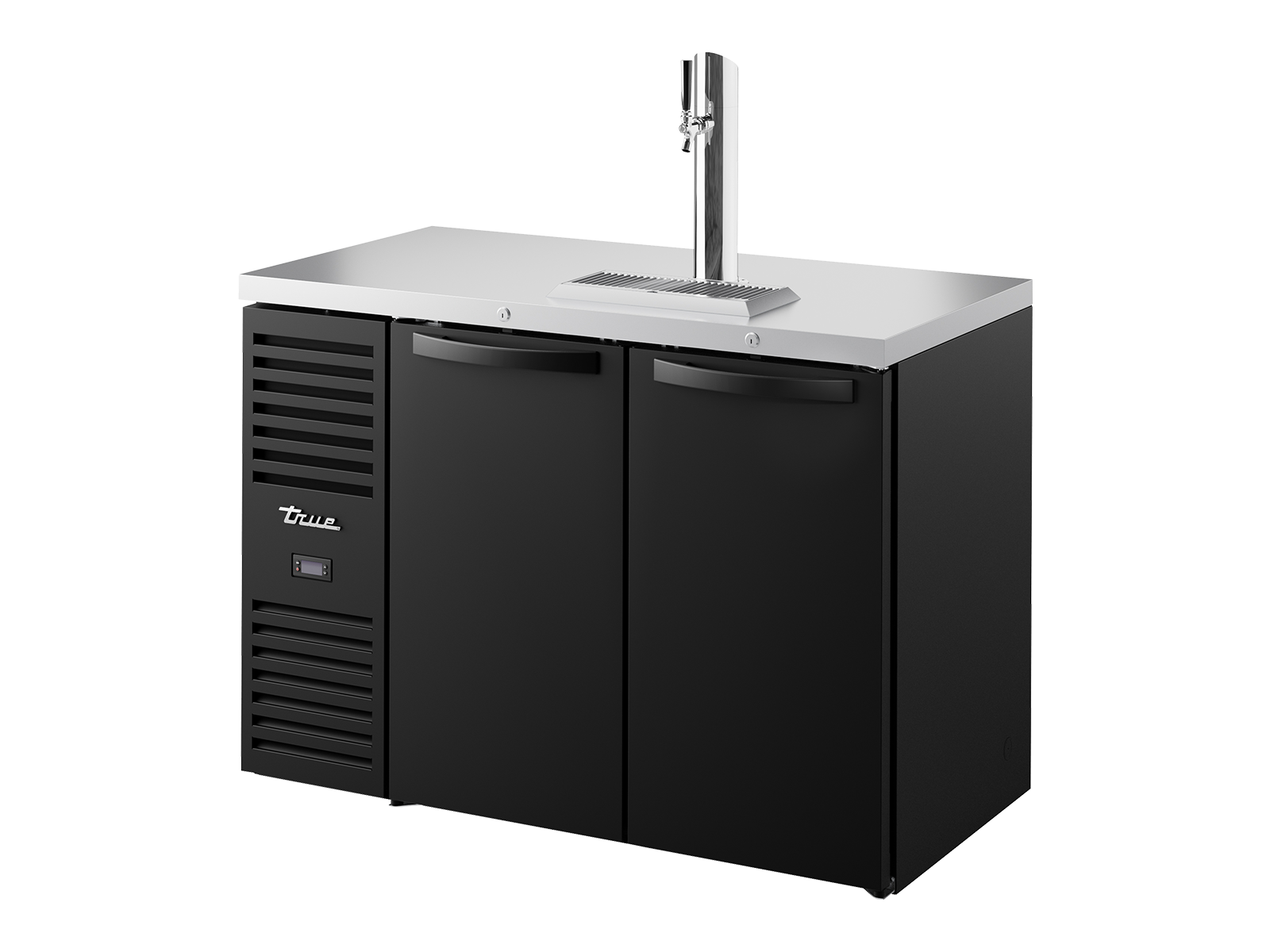 True Keg Chiller / Dispenser Black Ext 2 Solid Swing Doors - 440L TDR48-RISZ1-L-B-SS-2-TR