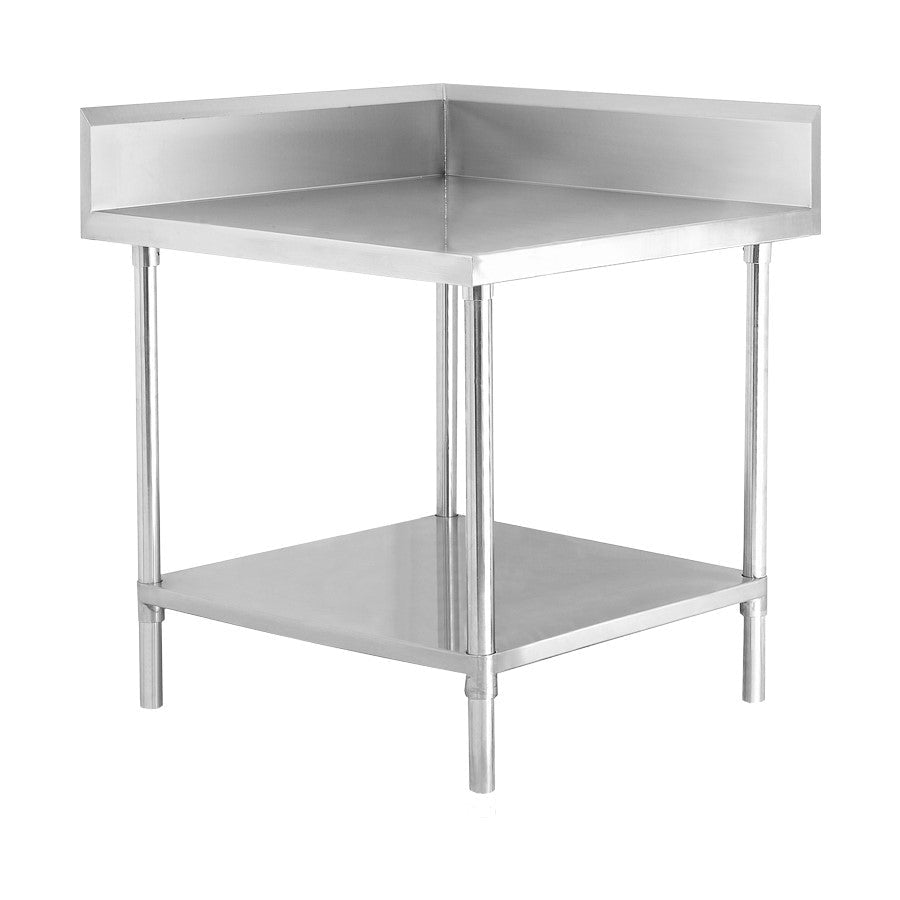 Modular Systems 304 Grade Corner Workbenches with 150mm Splashback & Undershelf