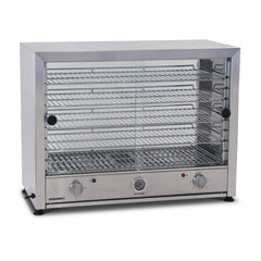 Roband Pie and Food Warmer Glass Door 100 Pies with Light display, holding up to 100 pies for commercial food service use