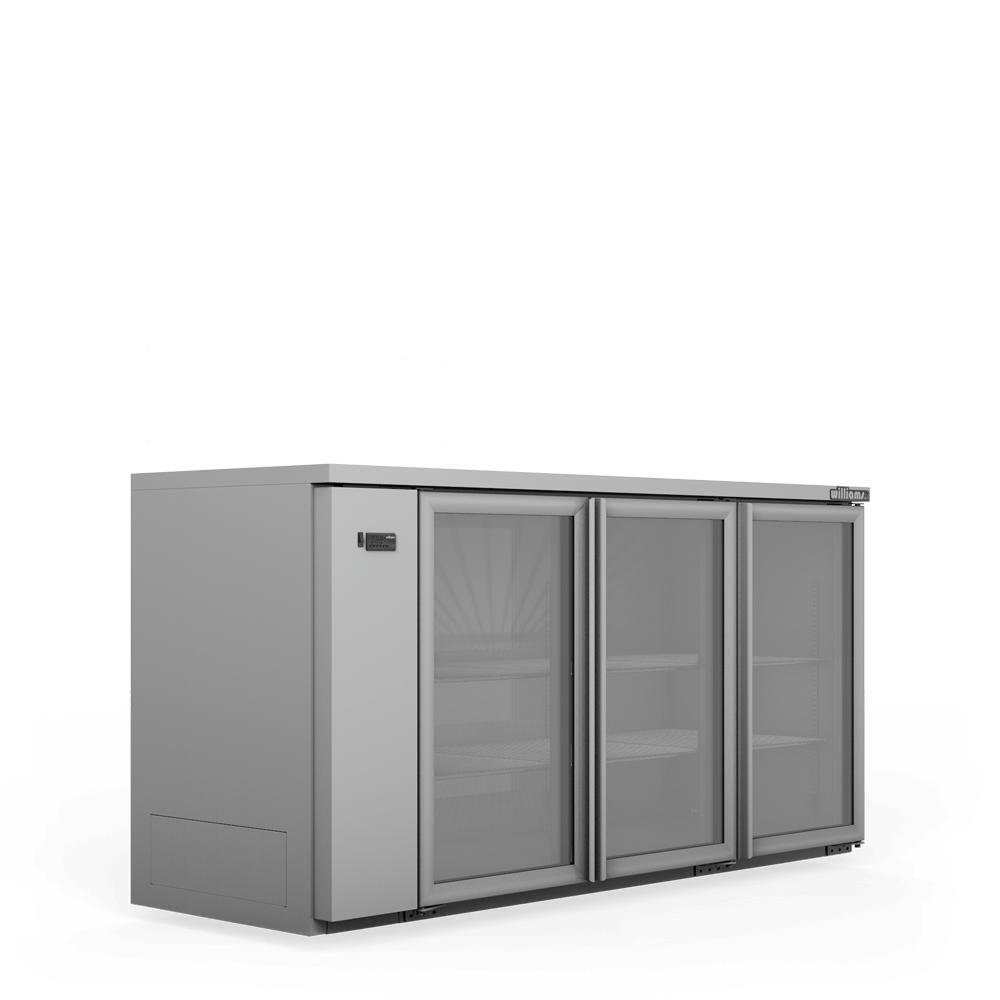 Williams Cameo - Three Door Stainless Steel Remote Back Bar Counter Display Refrigerator