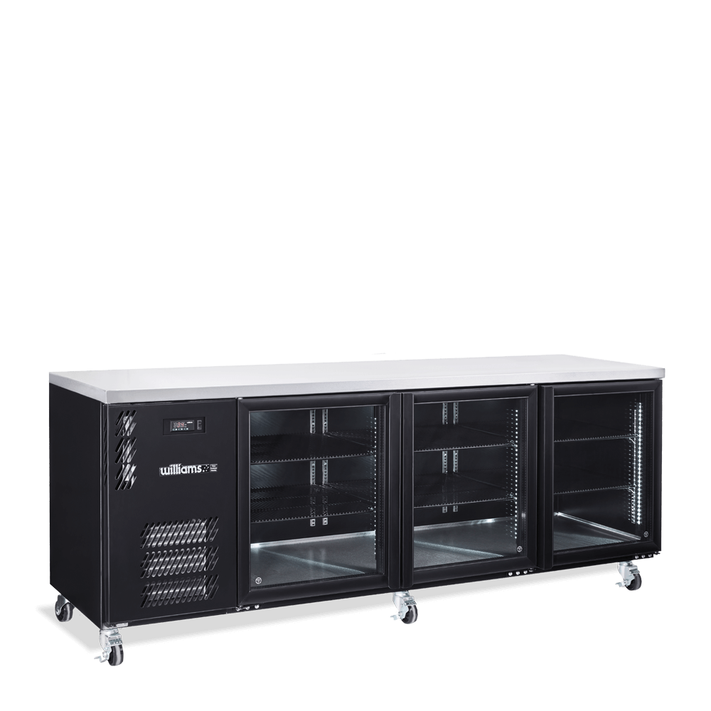 Williams Boronia - Three Door Black Colorbond Under Counter Display Refrigerator