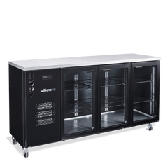 Williams Cameo - Three Door Black Colorbond Under Counter Display Refrigerator