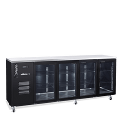 Williams Cameo - Four Door Black Colorbond Under Counter Display Refrigerator