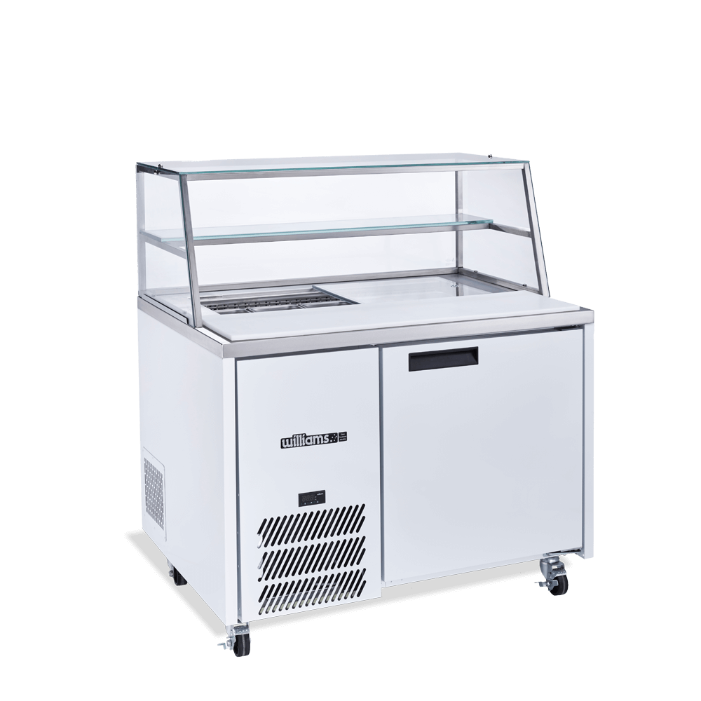 Williams Jade Sandwich - One Door White Colorbond Prep Counter Refrigerator With Blown Air Well