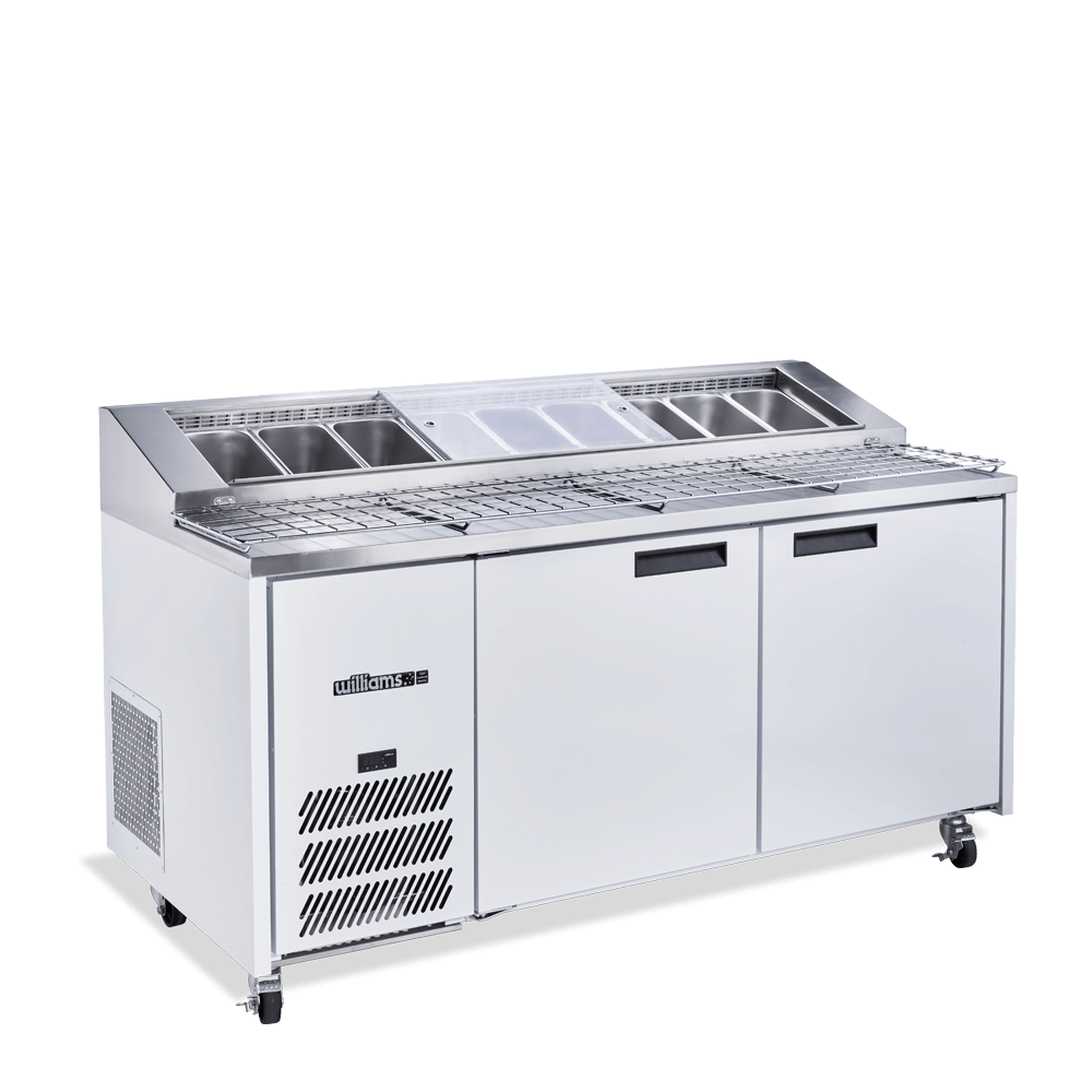 Williams Jade Pizza - Two Door White Colorbond Pizza Prep Counter Refrigerator With Blown Air Well