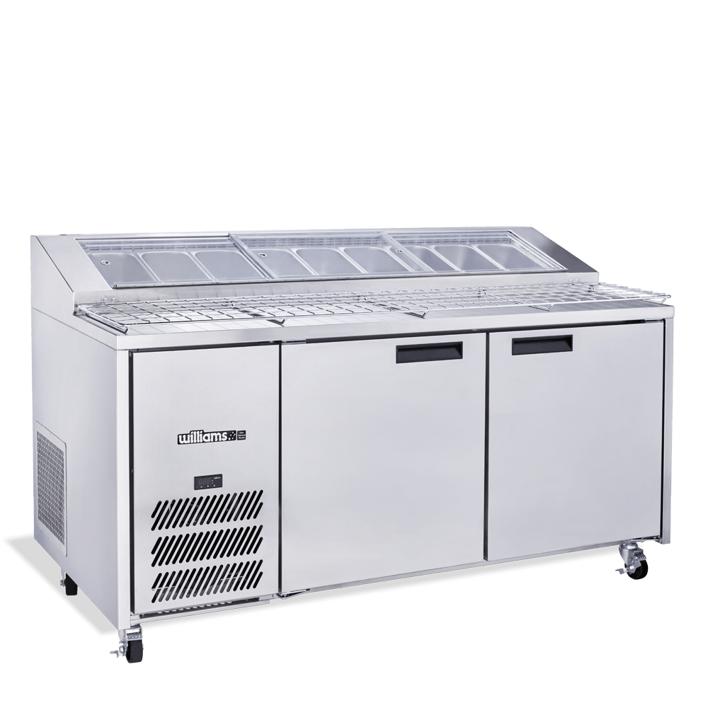 Williams Jade Pizza - Two Door Stainless Steel Pizza Prep Counter Refrigerator With Blown Air Well