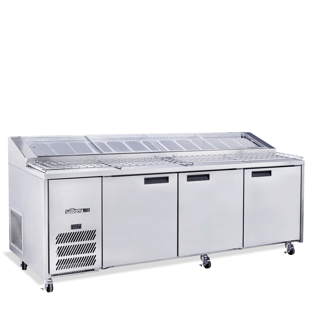 Williams Jade Pizza - Three Door Stainless Steel Pizza Prep Counter Refrigerator With Blown Air Well