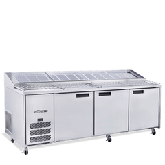 Williams Jade Pizza - Three Door Stainless Steel Pizza Prep Counter Refrigerator With Blown Air Well