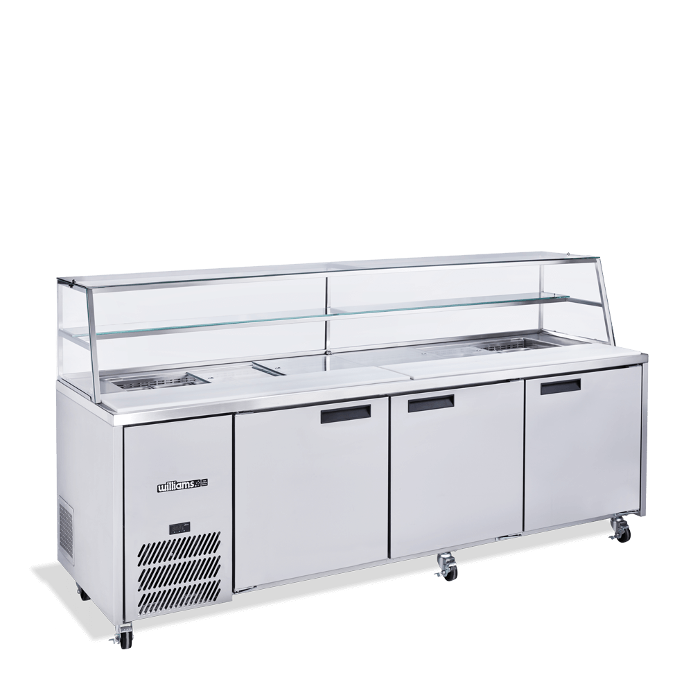 Williams Jade Sandwich - Three Door Stainless Steel Prep Counter Refrigerator With Blown Air Well