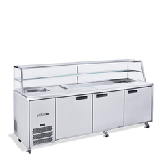 Williams Jade Sandwich - Three Door Stainless Steel Prep Counter Refrigerator With Blown Air Well