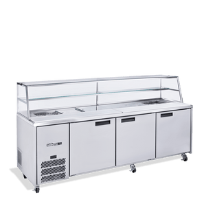 Williams Jade Sandwich - Three Door Stainless Steel Prep Counter Refrigerator With Blown Air Well