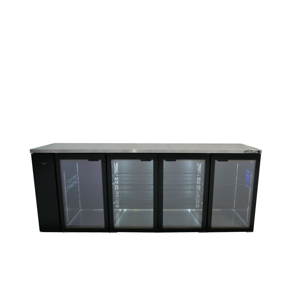 Williams Cameo - Four Door Black Colorbond Remote Back Bar Counter Display Refrigerator