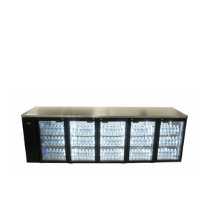 Williams Cameo - Five Door Black Colorbond Remote Back Bar Counter Display Refrigerator