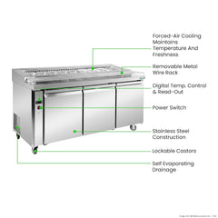 Thermaster Three Door Deluxe Pizza Prep Bench PWB180