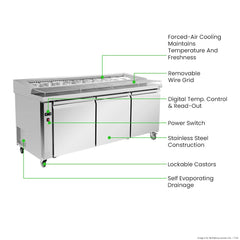 Thermaster Three Door Deluxe Pizza Prep Bench PWB200
