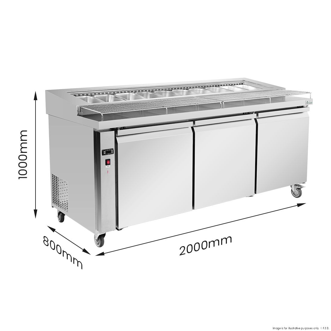 Thermaster Three Door Deluxe Pizza Prep Bench PWB200