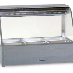 Roband Curved Glass Hot Food Display Bar, 6 pans double row