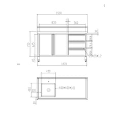 Modular Systems SC-6-1500L-H Cabinet with Left Sink