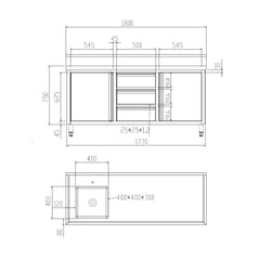Modular Systems SC-6-1800L-H Cabinet with Left Sink