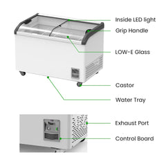 Thermaster Heavy Duty Supermarket Glass Sliding Lid Freezers 406L SD-406K