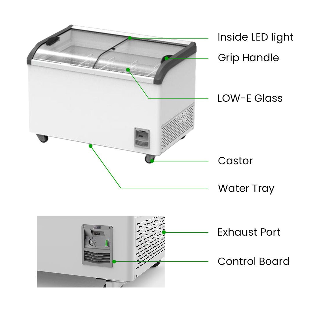 Thermaster Heavy Duty Supermarket Glass Sliding Lid Freezers 406L SD-406K