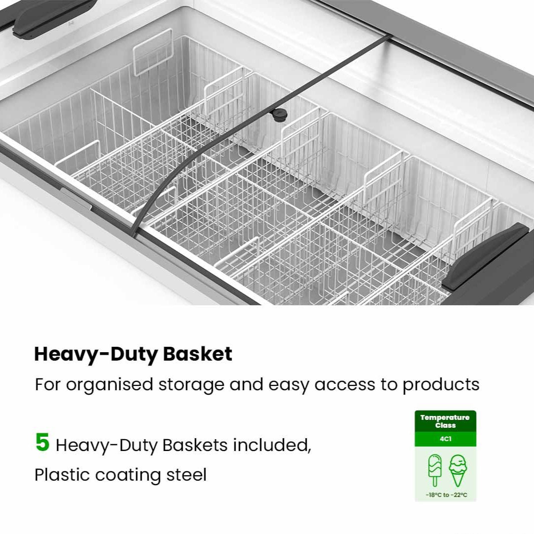 Thermaster Heavy Duty Supermarket Glass Sliding Lid Freezers 406L SD-406K