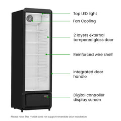 Thermaster Upright Glass Door Beverage Fridge 258L