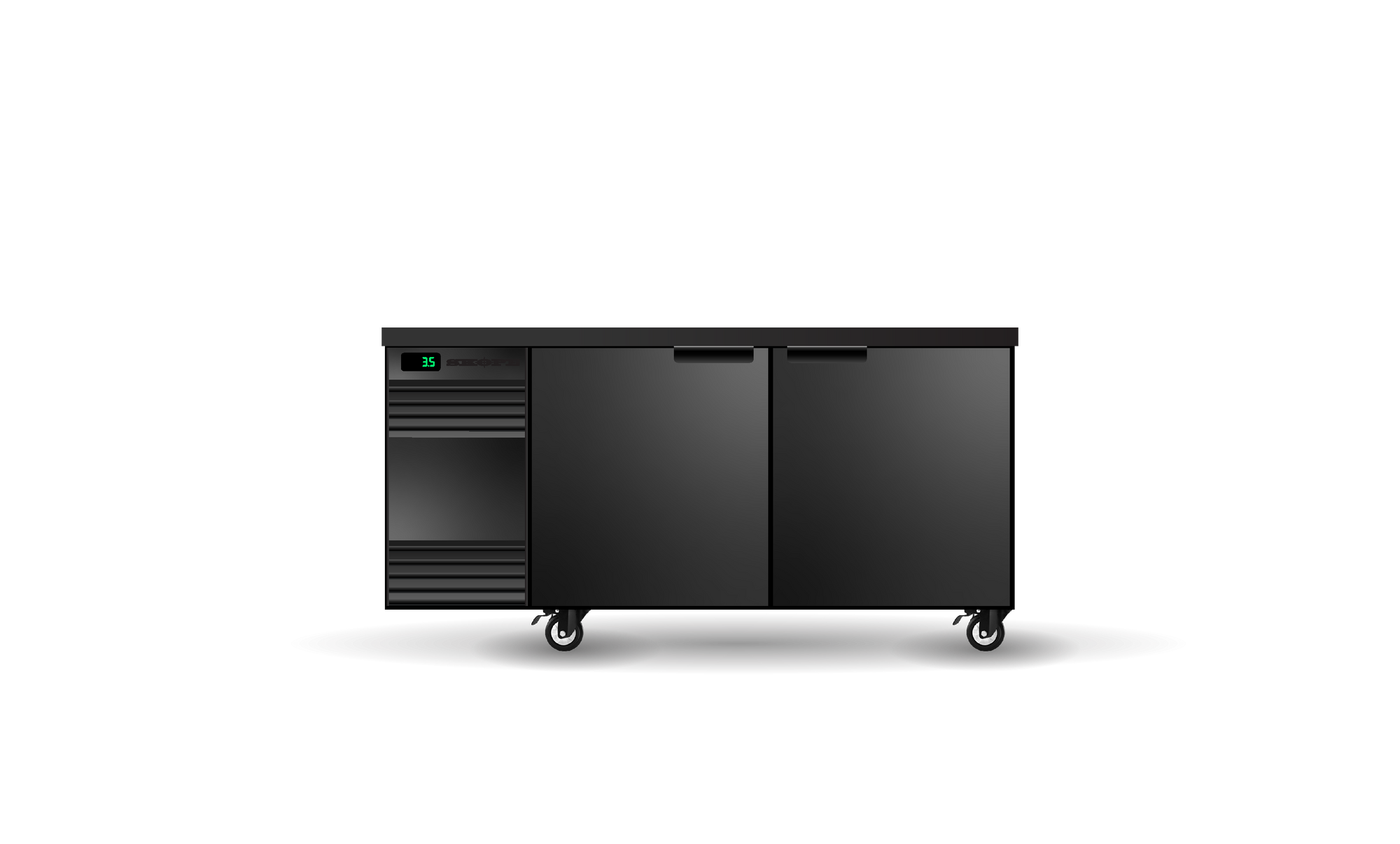 Skope BackBar 2 Solid Swing Door CounterLine Fridge - CL.2.SSW-BLACK