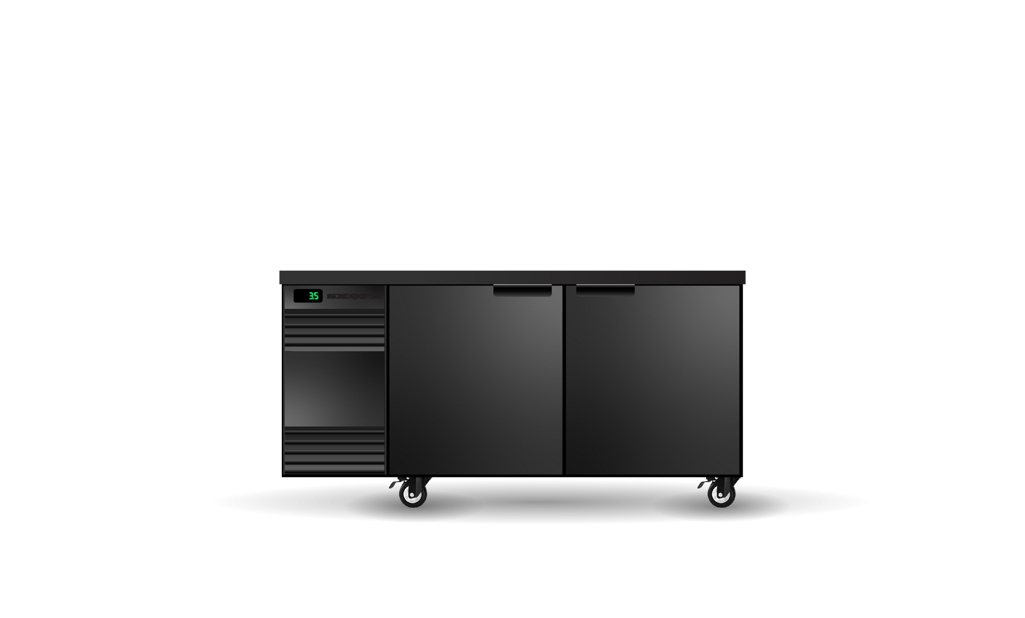 Skope BackBar 2 Solid Swing Door SlimLine Fridge - SL.2.SSW-BLACK