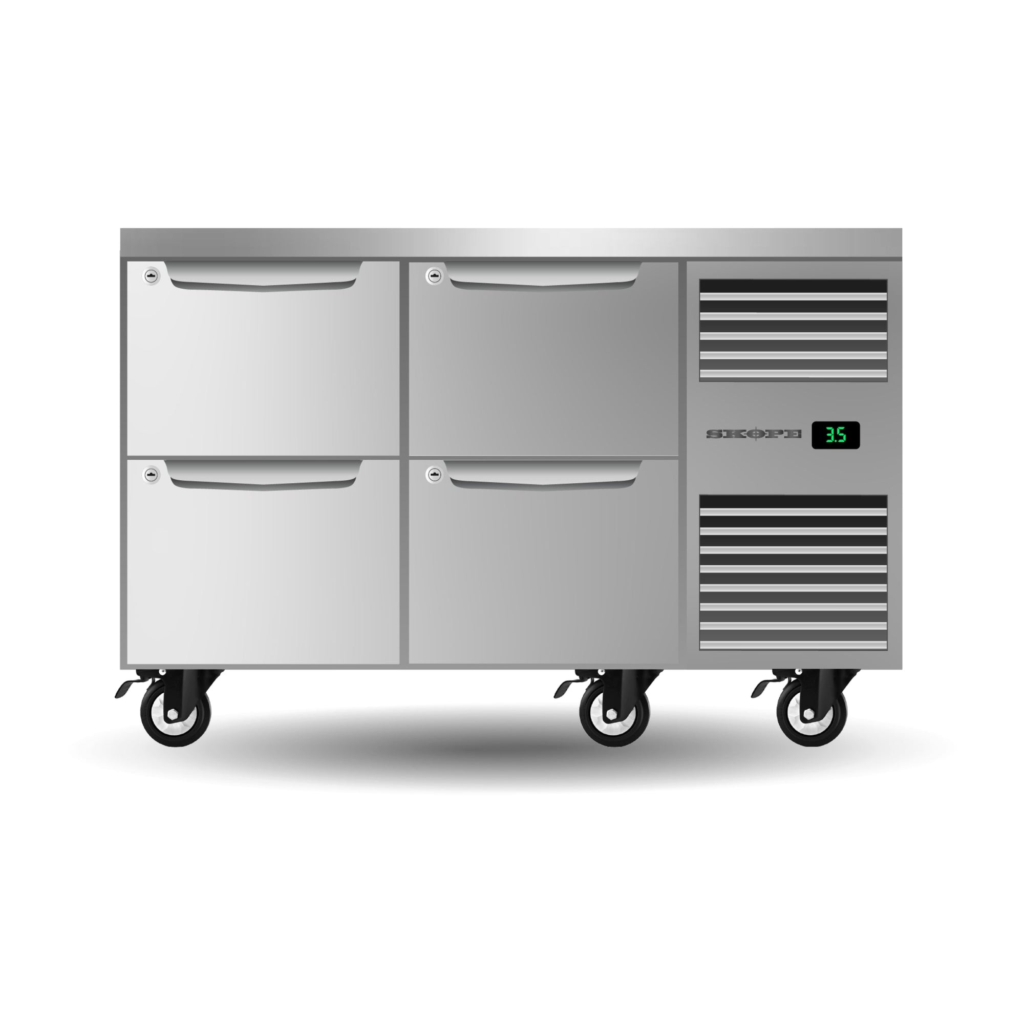 Skope ProSpec Four Drawer Two Bay Underbench GN 1/1 Right Hand Fridge - PG11.UBR.2.D4.RH