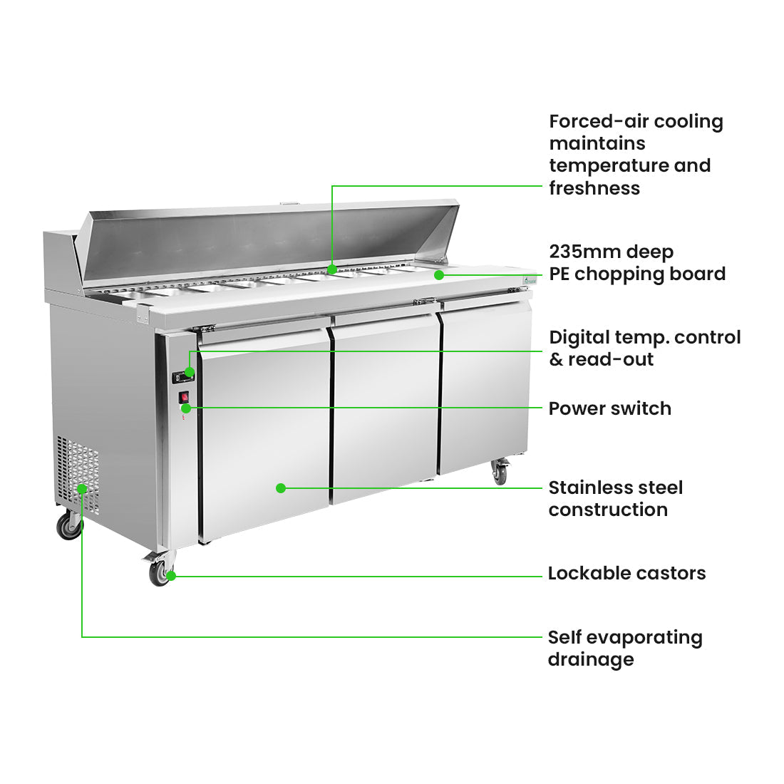 Thermaster Three Large Door Sandwich Bar SLB180