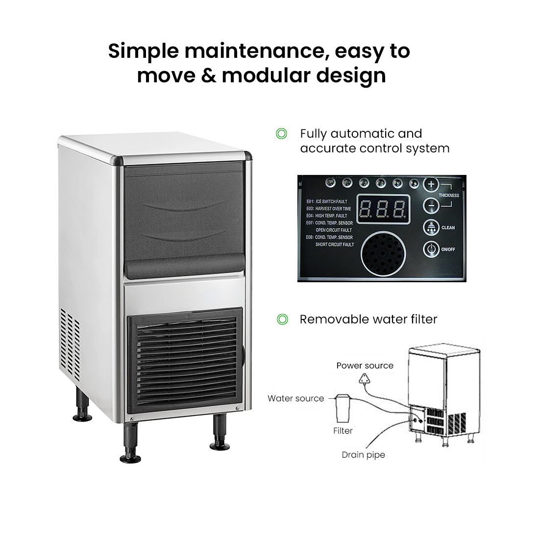 Blizzard Underbench Bullet Ice Maker 25Kg SN-25C