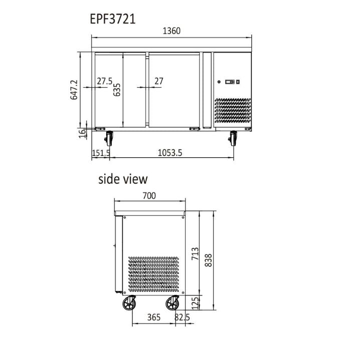 Atosa Glass Two Door Cooling Table EPF3721