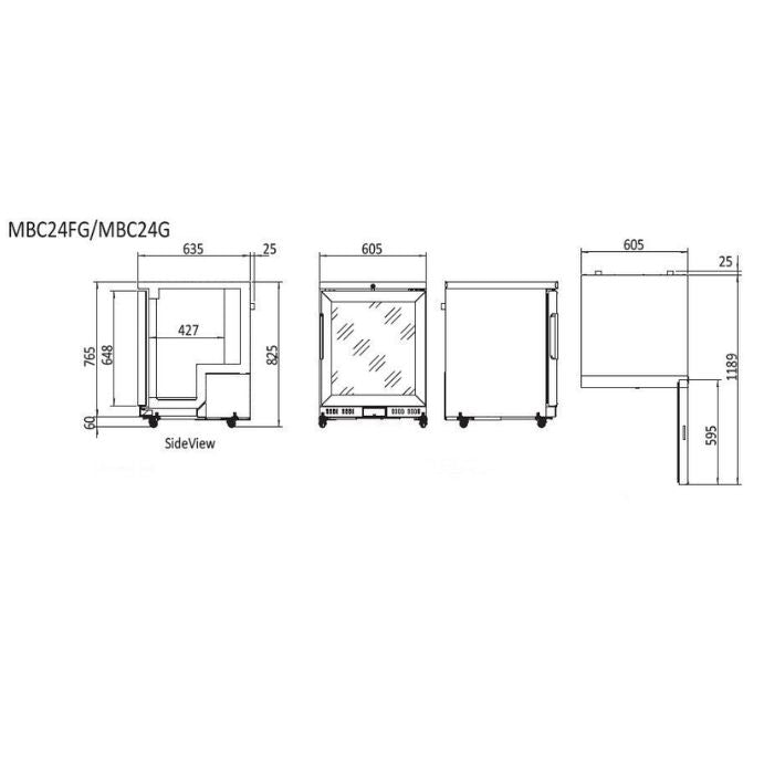 Atosa Glass Door Chiller Fridge MBC24G