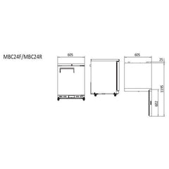 Atosa 105L Underbench Singe Solid Door Freezer MBC24F