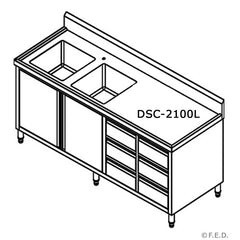 Modular Systems DSC-2100L-H Kitchen Tidy Cabinet with Double Left Sinks
